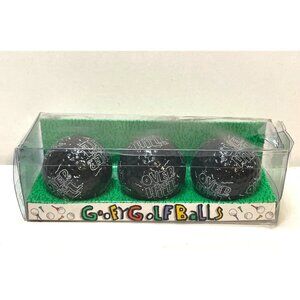 Over The Hill Goofy Golf Balls black golfing gag birthday gift set of 3